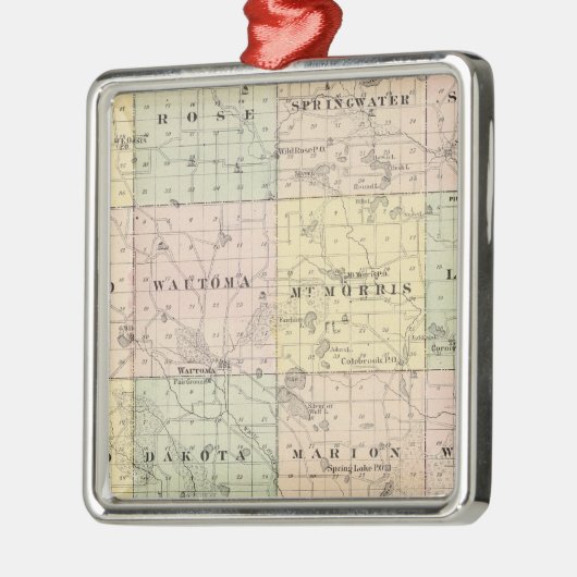 Kaart van Waushara County, Necedah en Wautoma Metalen Ornament (Links)