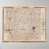 Kaart van Wayne County 2 Poster (Voorkant)