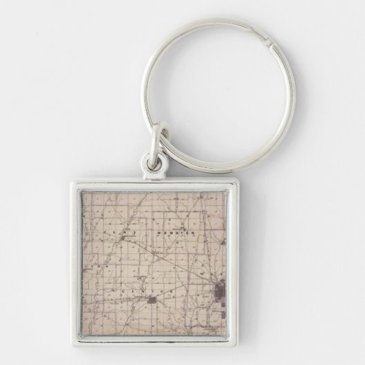 Kaart van Wayne County 2 Sleutelhanger (Voorkant)
