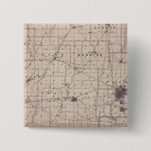 Kaart van Wayne County 2 Vierkante Button 5,1 Cm