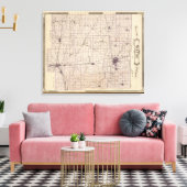 Kaart van Wayne County Canvas Afdruk (Insitu (Woonkamer))