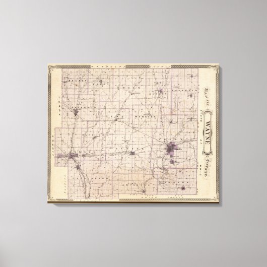 Kaart van Wayne County Canvas Afdruk (Voorkant)