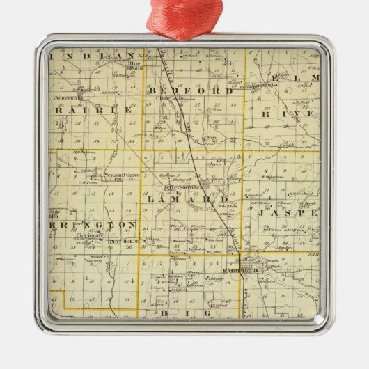 Kaart van Wayne County Metalen Ornament (Voorkant)