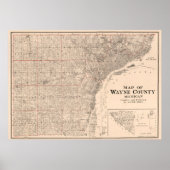 kaart van Wayne County MI (1915) Poster (Voorkant)