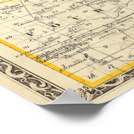 Kaart van Wayne County Poster (Hoek)