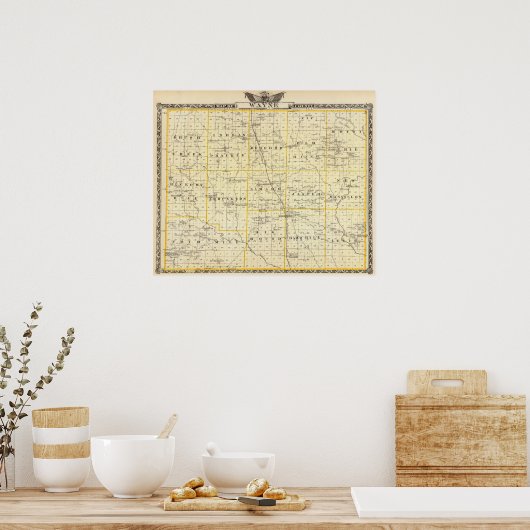 Kaart van Wayne County Poster (Keuken)