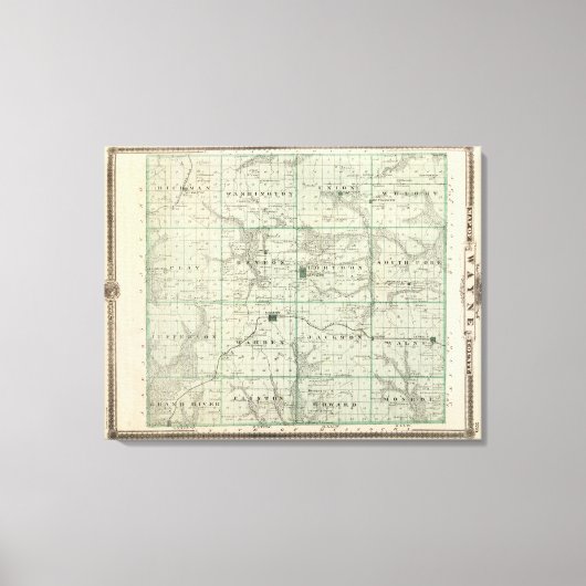 Kaart van Wayne County, staat Iowa Canvas Afdruk (Voorkant)