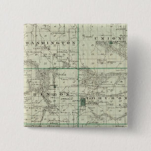 Kaart van Wayne County, staat Iowa Vierkante Button 5,1 Cm