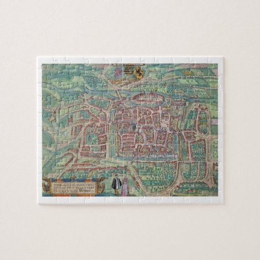 Kaart van Weimar, van "Civitates Orbis Terrarum" d Legpuzzel (Horizontaal)