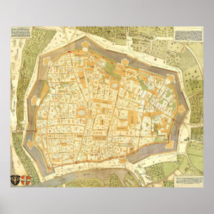 kaart van Wenen (1547) Poster