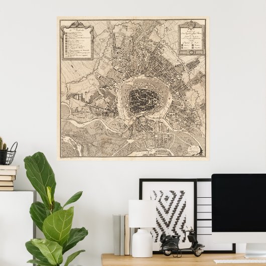  kaart van Wenen (1783) Poster (Thuiskantoor)