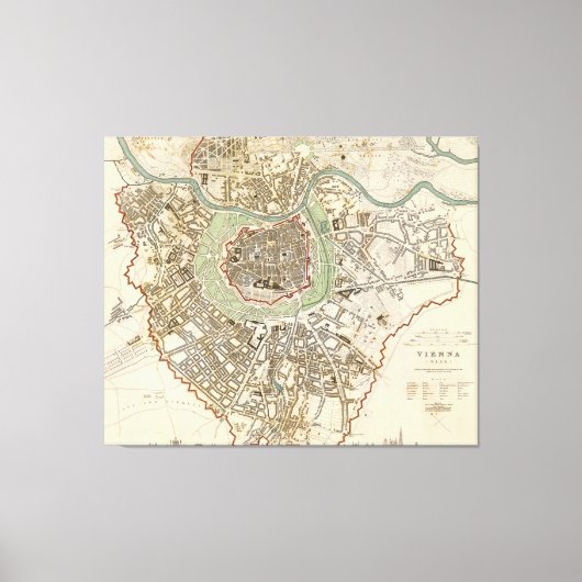  kaart van Wenen (1833) Canvas Afdruk (Voorkant)