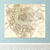  kaart van Wenen (1833) Canvas Afdruk (Insitu (Houten vloer))