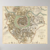  kaart van Wenen (1833) Poster (Voorkant)