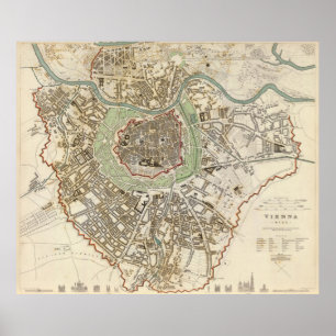  kaart van Wenen (1833) Poster