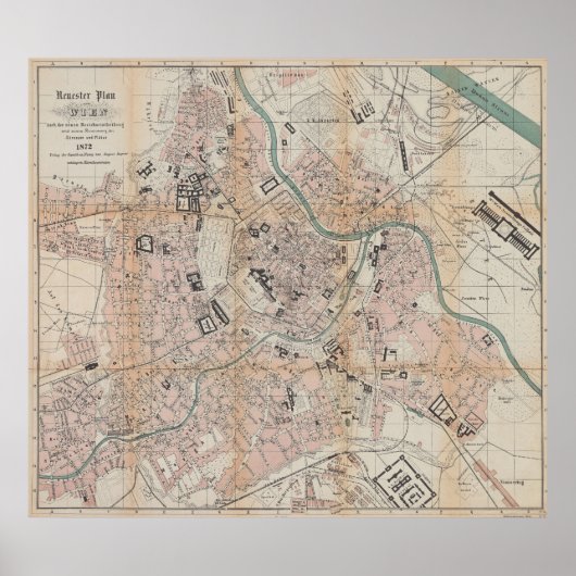  kaart van Wenen (1872) Poster (Voorkant)