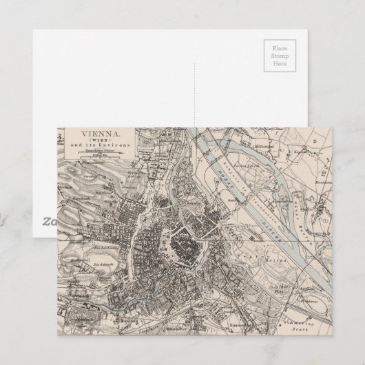 kaart van Wenen Oostenrijk (1906) (Voorkant / Achterkant)