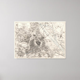 kaart van Wenen Oostenrijk (1906) Canvas Afdruk