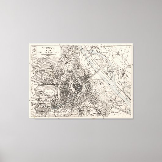 kaart van Wenen Oostenrijk (1906) Canvas Afdruk (Voorkant)