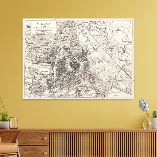  kaart van Wenen Oostenrijk (1906) Canvas Afdruk (Insitu (Woonkamer))
