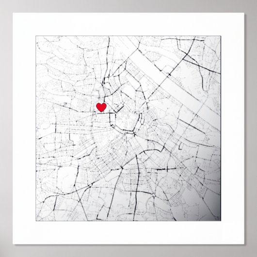 Kaart van Wenen, Oostenrijk Modern Elegant Classy  Folie Afdrukken (Voorkant)