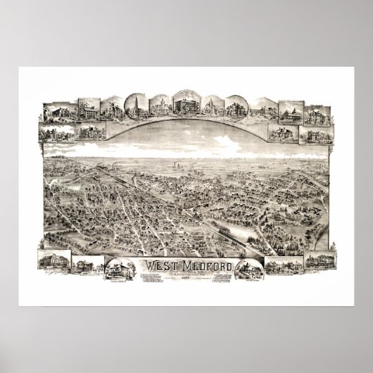 Kaart van West Medford, Massachusetts in 1897 Poster (Voorkant)