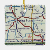 kaart van West Plains MO Keramisch Ornament (Voorkant)