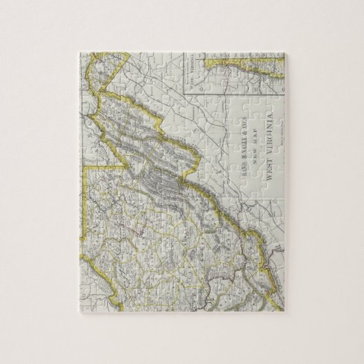  kaart van West-Virginia (1889) Legpuzzel (Verticaal)