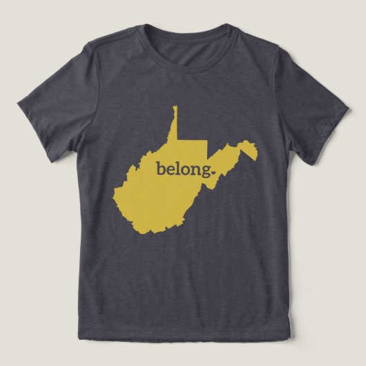Kaart van West Virginia Belong State Pride Tri-Blend Shirt (Design voorkant)