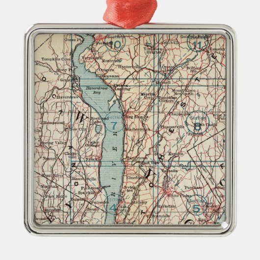 Kaart van Westchester County, New York Metalen Ornament (Voorkant)