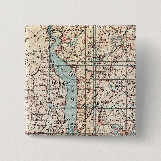 Kaart van Westchester County, New York Vierkante Button 5,1 Cm (Voorkant)