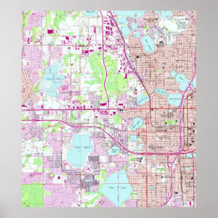  kaart van Western Orlando Florida (1956) Poster