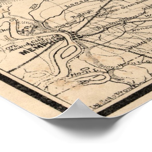  kaart van Western Tennessee (1865) Poster (Hoek)