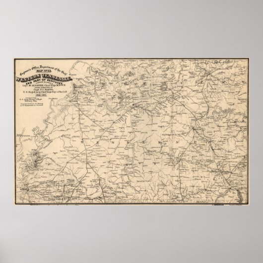  kaart van Western Tennessee (1865) Poster (Voorkant)
