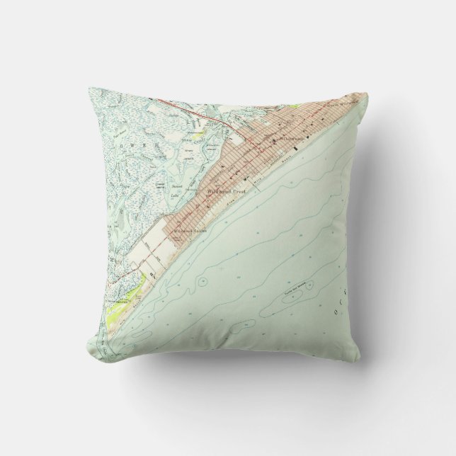  kaart van Wildwood NJ (1955) Kussen (Voorkant)