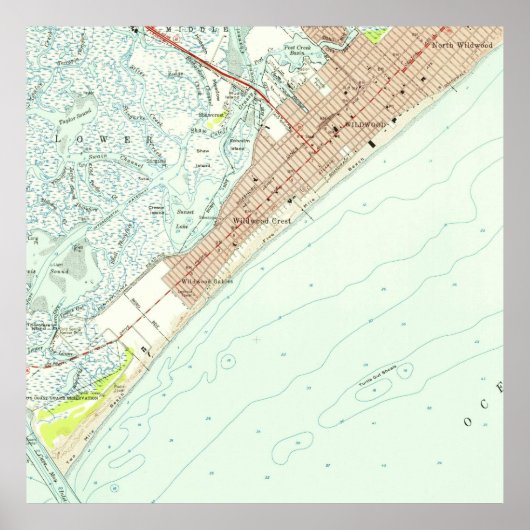  kaart van Wildwood NJ (1955) Poster (Voorkant)