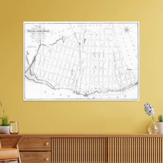  kaart van Williamsburg Brooklyn (1827) Canvas Afdruk (Insitu (Woonkamer))