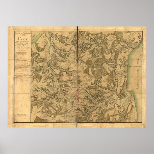 Kaart van Williamsburg voor Comte de Rochambeau Poster (Voorkant)