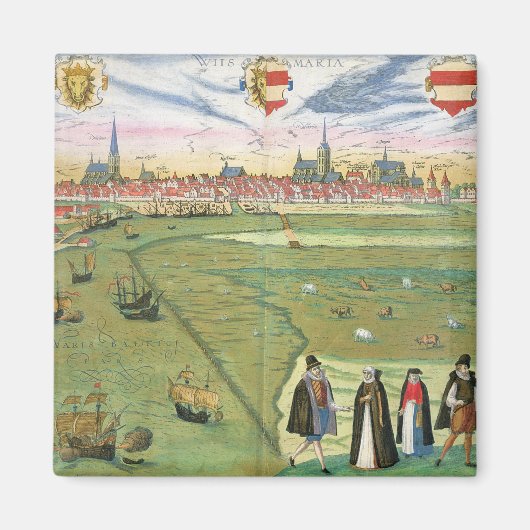 Kaart van Wilnis, van "Civitates Orbis Terrarum" d Magneet (Voorkant)