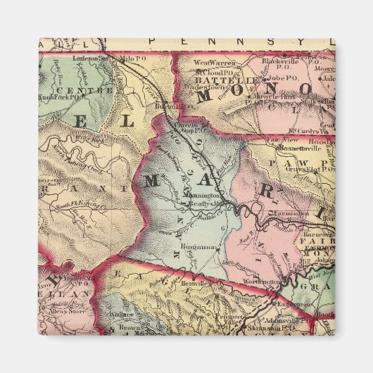 Kaart van Winfield, West Virginia Magneet (Voorkant)