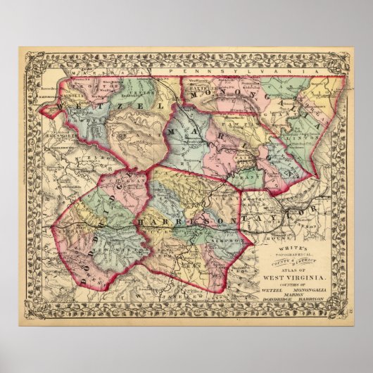 Kaart van Winfield, West Virginia Poster (Voorkant)