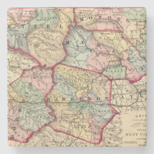 Kaart van Winfield, West Virginia Stenen Onderzetter