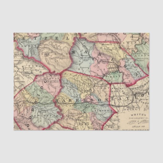 Kaart van Winfield, West Virginia Tissuepapier (Voorkant)