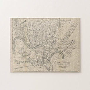  kaart van Winnipeg Canada (1882) Legpuzzel