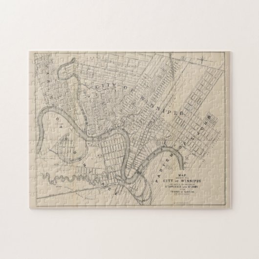  kaart van Winnipeg Canada (1882) Legpuzzel (Horizontaal)