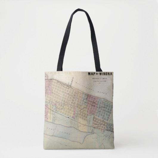 Kaart van Winona, Minnesota Tote Bag (Voorkant)