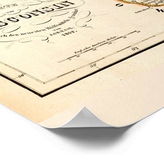  kaart van Wisconsin 1852 Poster (Hoek)