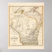  kaart van Wisconsin 1852 Poster (Voorkant)