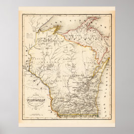 kaart van Wisconsin 1852 Poster