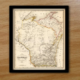  kaart van Wisconsin 1852 Poster